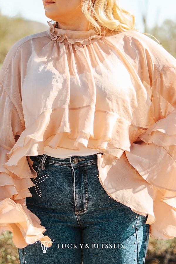 Light Peach Ruffle Blouse