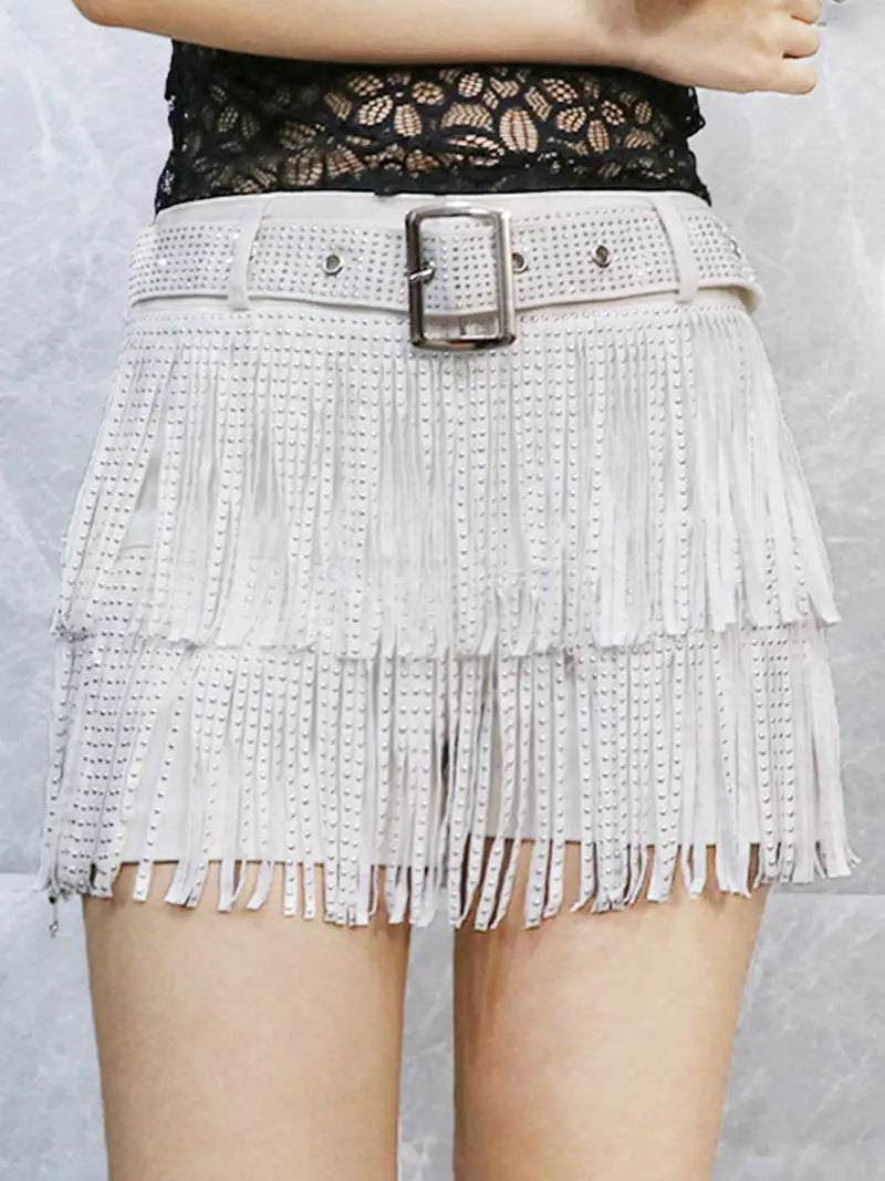 Buckle Up Fringe Shorts