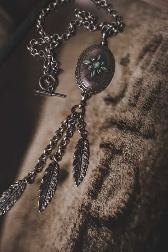 Concho & Feather Charm Necklace