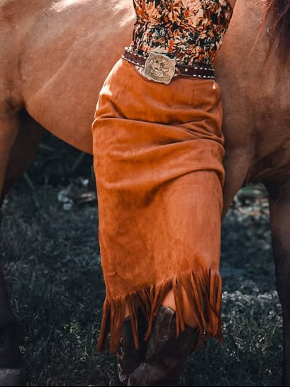 Brown Suede Maxi Skirt