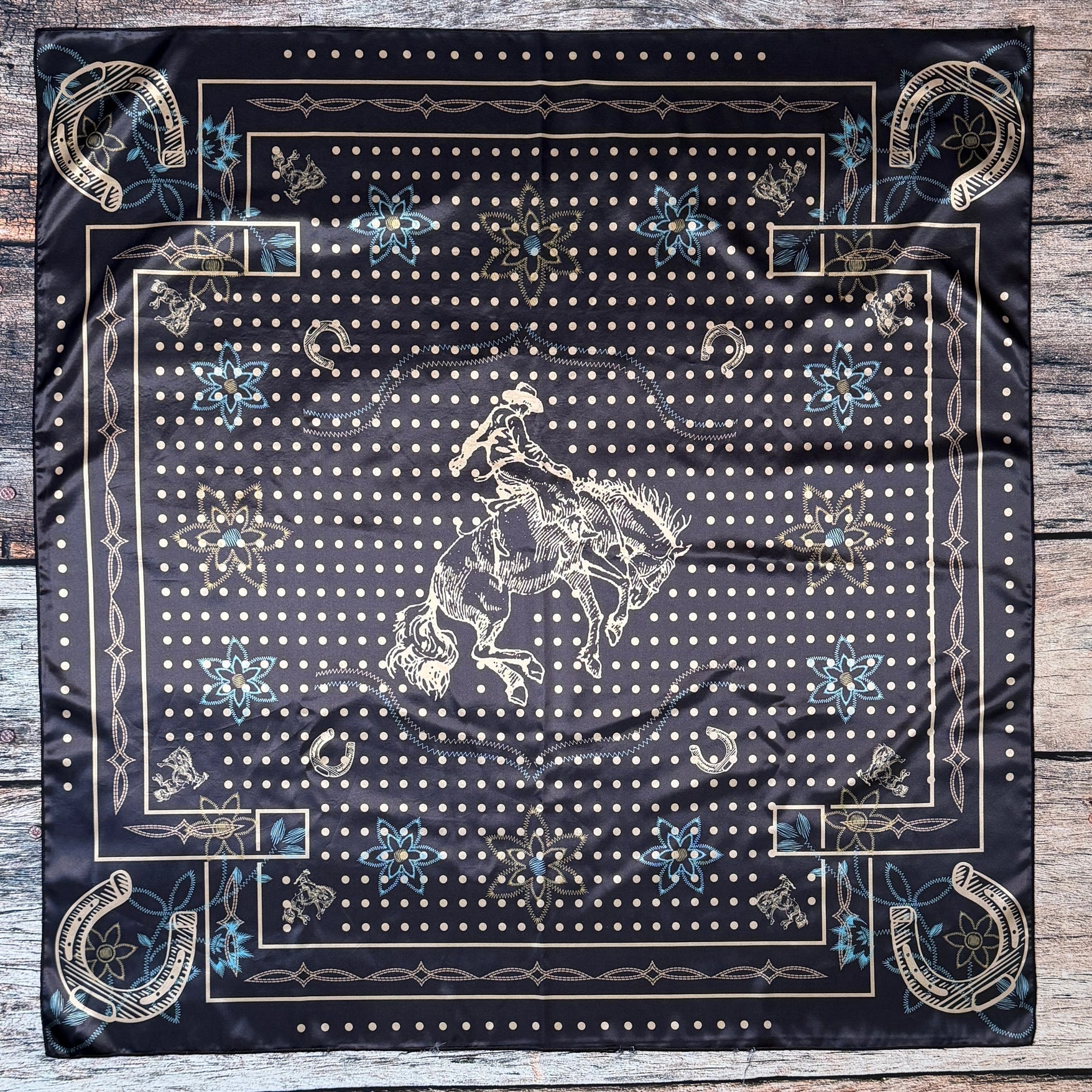 Polka Dot Bronco Print Silk Scarf
