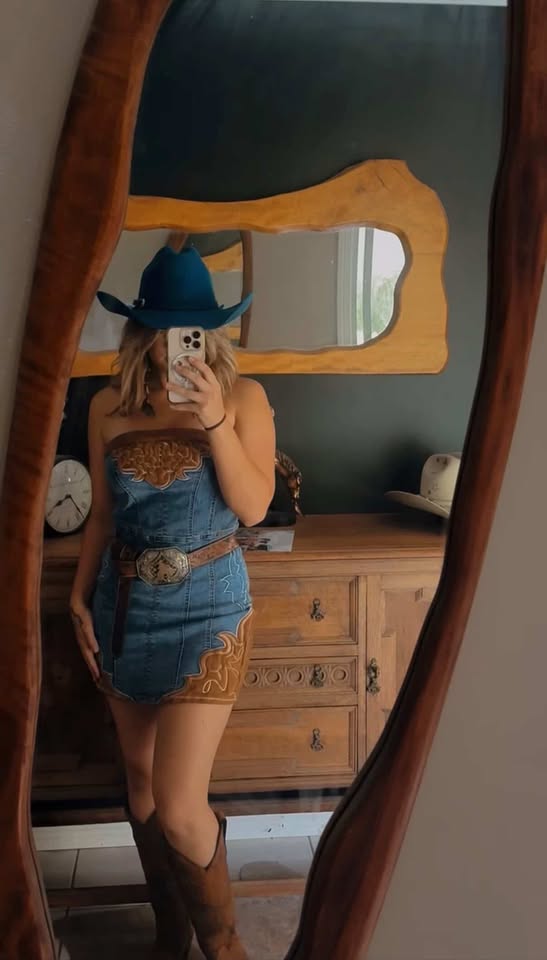 Vintage Denim Suede Dress