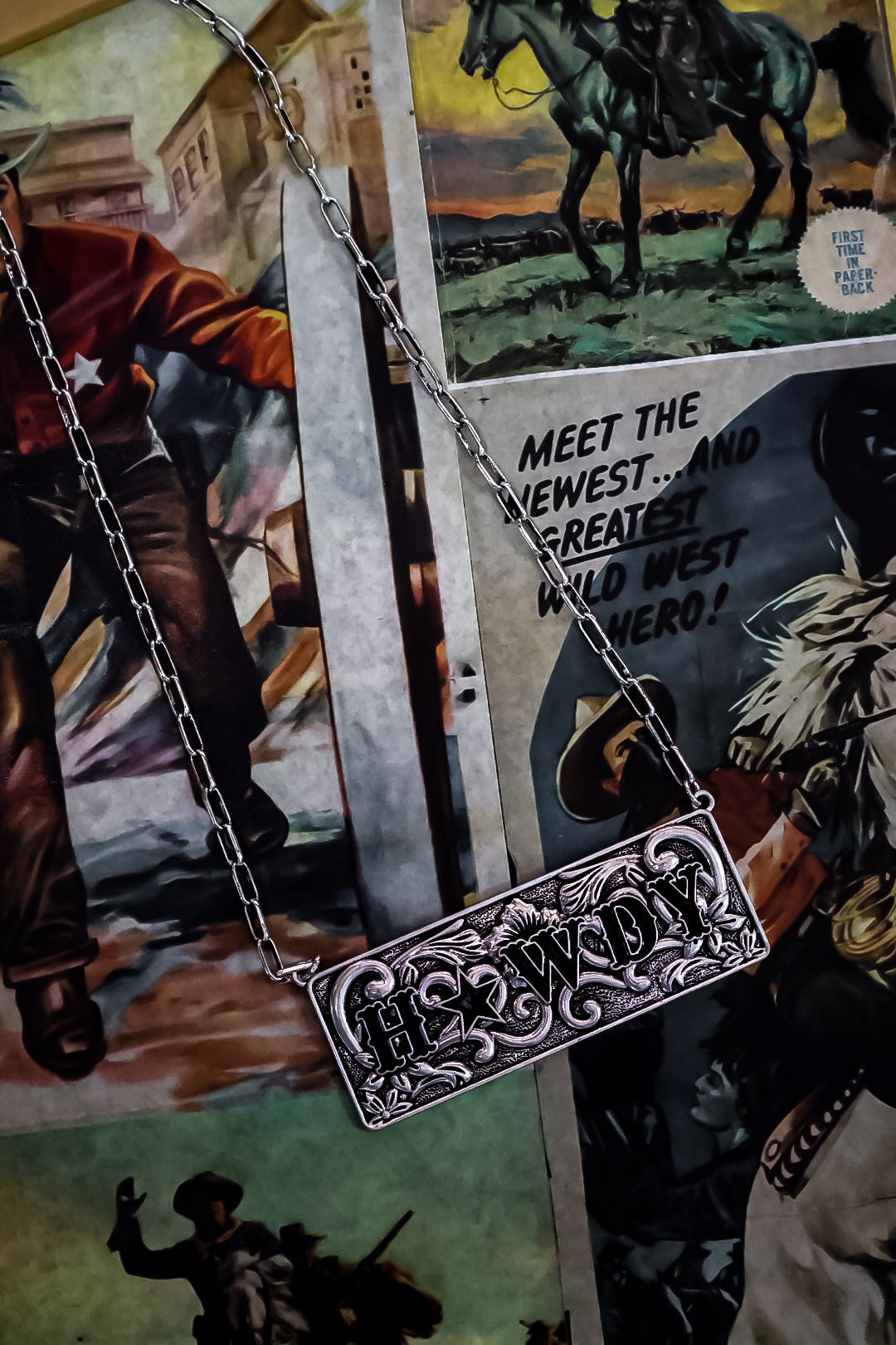 Howdy Metal Plate Necklace