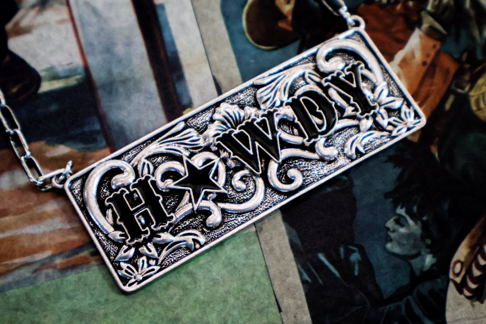 Howdy Metal Plate Necklace