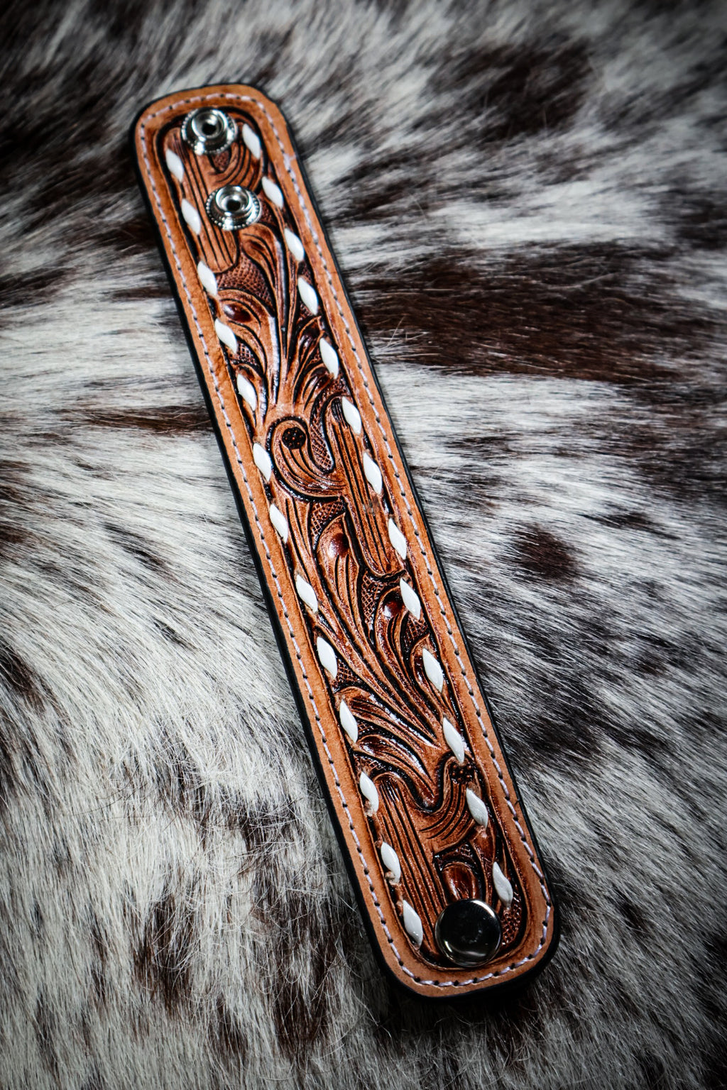 Western Hand Tooled Leather Bracelet
