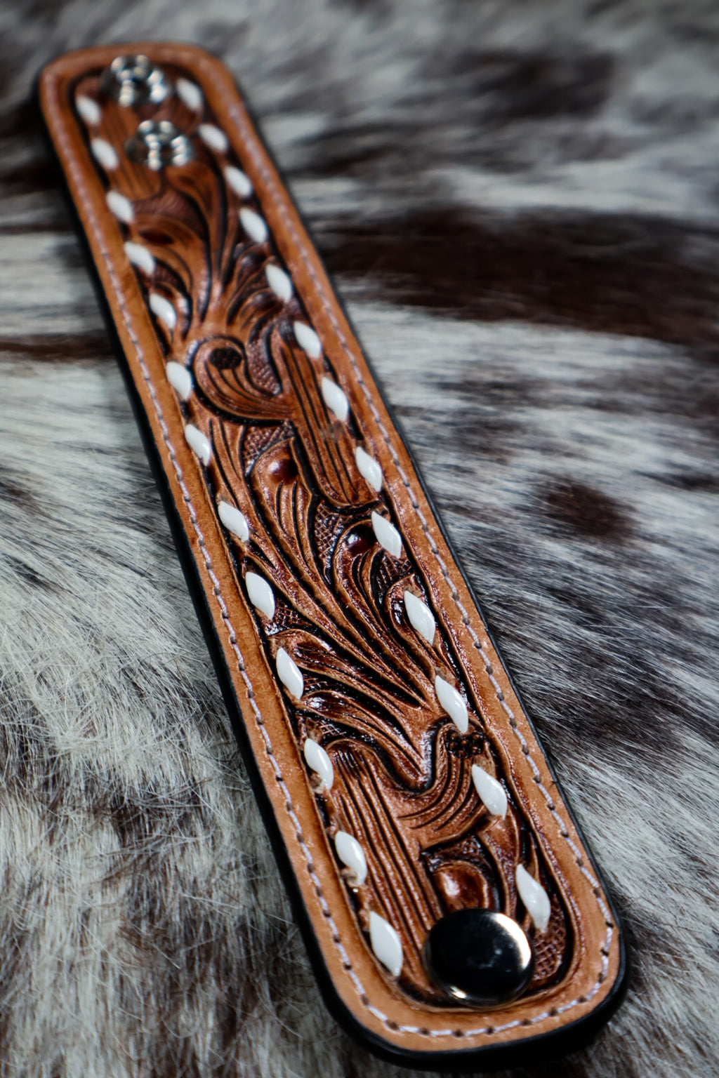 Western Hand Tooled Leather Bracelet