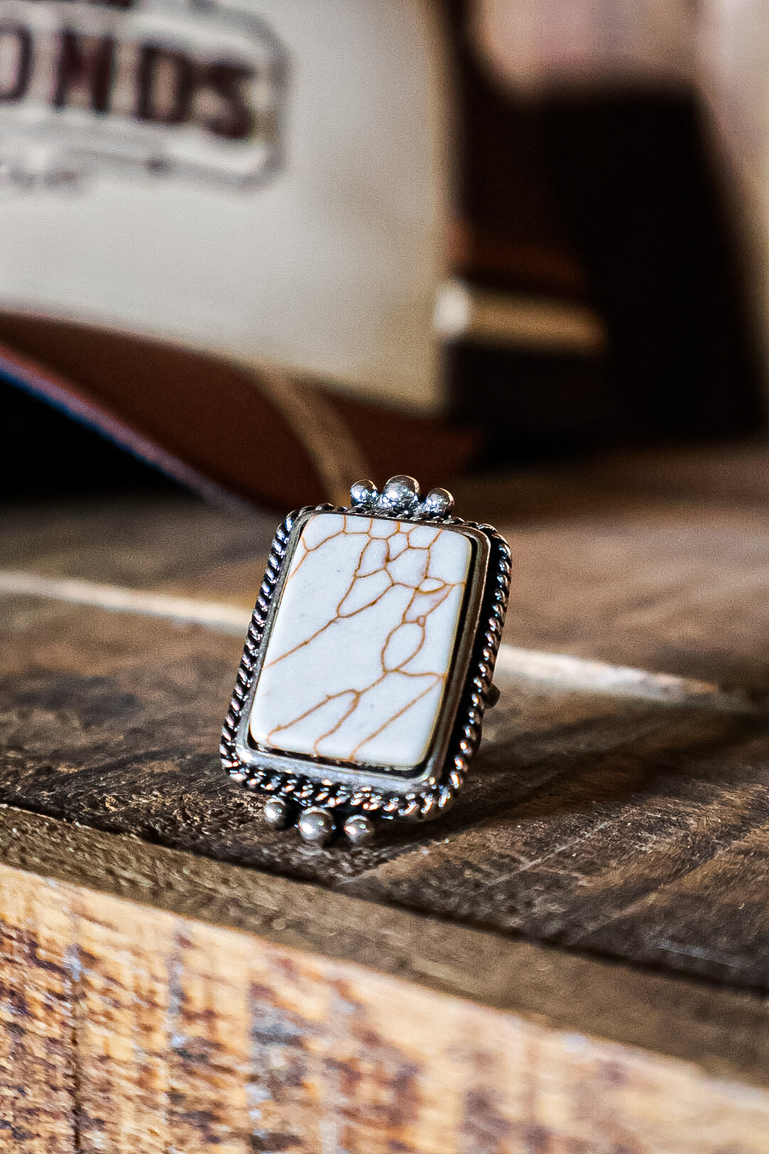 Western Cuff Ring - White Stone River