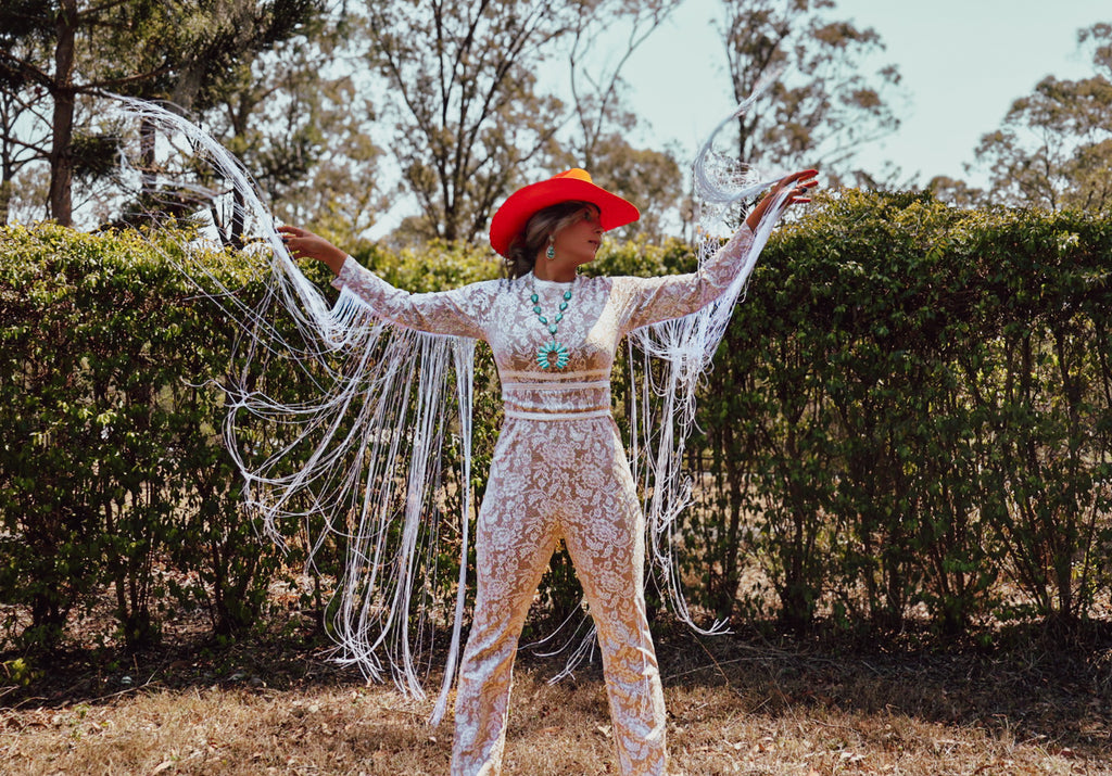Little Cowgirl On The Prairie Lace Jumpsuit