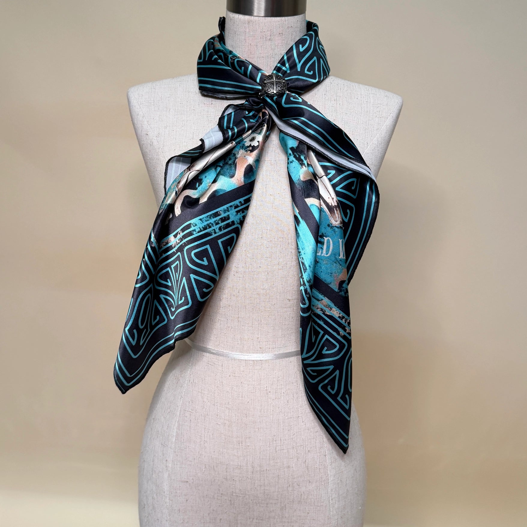 Western Longhorn Print Silk Scarf