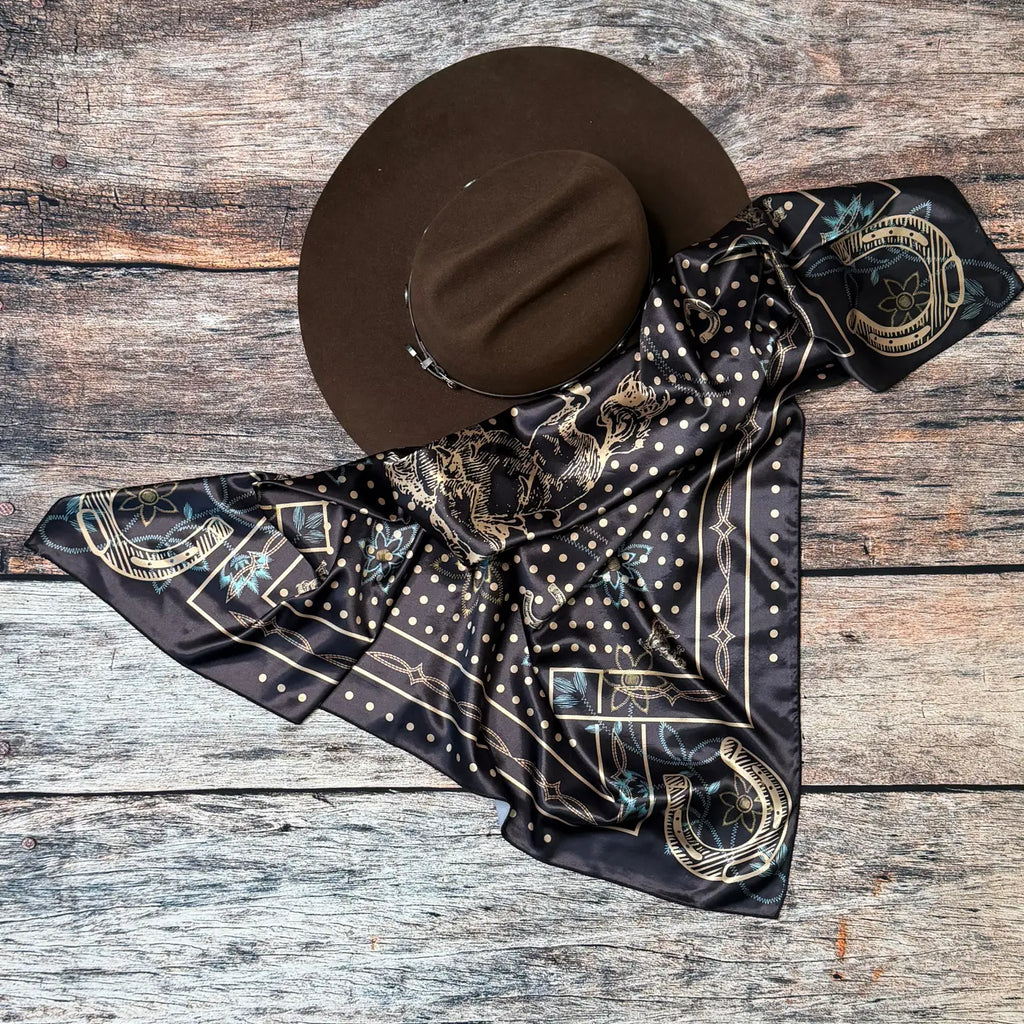 Polka Dot Bronco Print Silk Scarf