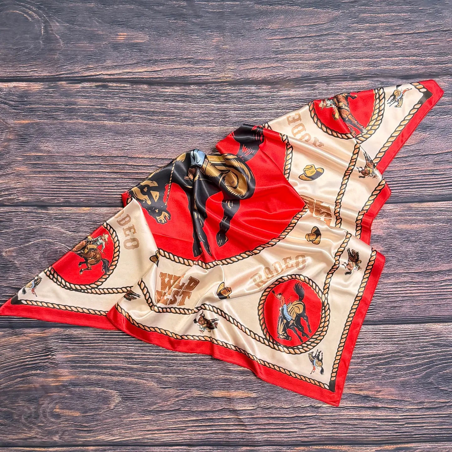 Wild West Rodeo Print Silk Scarf